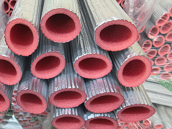 Red Aluminum Foil Embossed EPE Foam Pipe Sleeve